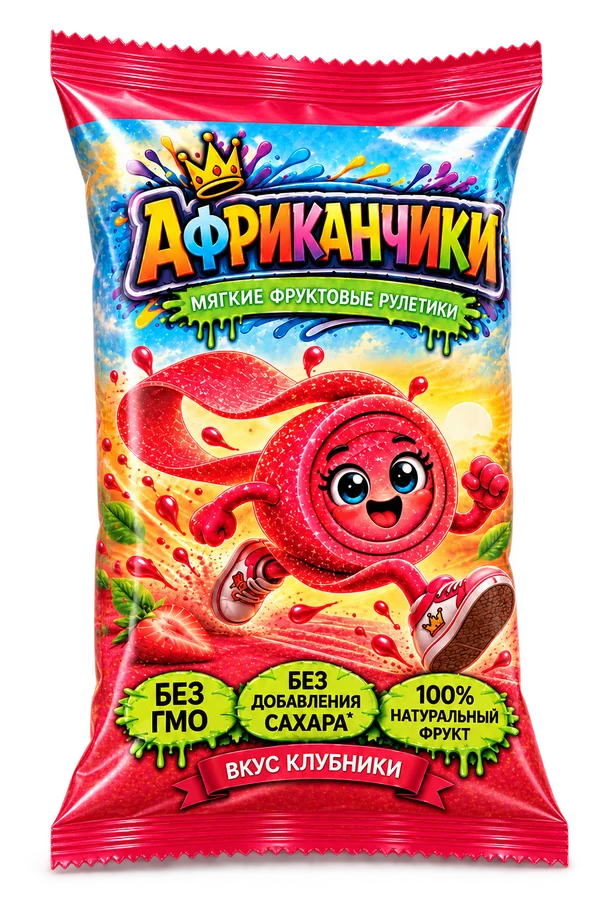 Мягкие фруктовые рулетики со вкусом клубники