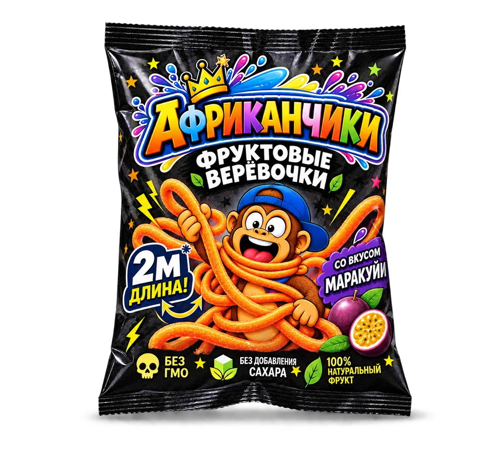Фруктовые верёвочки Африканчики, вкус маракуйи
